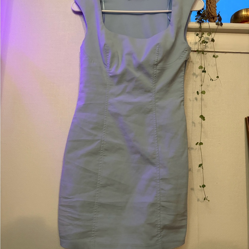 Zara Light Blue Textured Dress